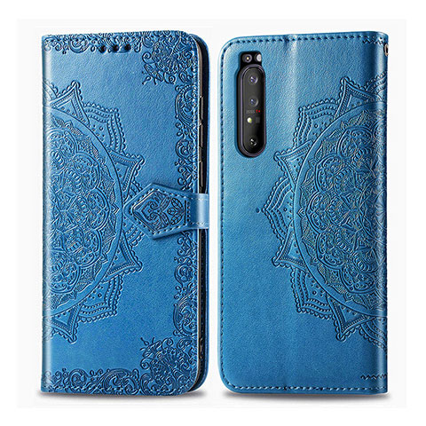 Handytasche Stand Schutzhülle Flip Leder Hülle Modisch Muster für Sony Xperia 1 II Blau