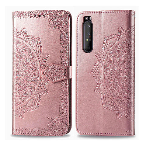 Handytasche Stand Schutzhülle Flip Leder Hülle Modisch Muster für Sony Xperia 1 II Rosegold