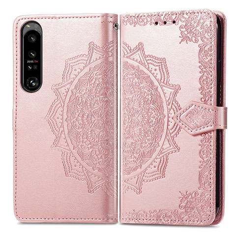 Handytasche Stand Schutzhülle Flip Leder Hülle Modisch Muster für Sony Xperia 1 IV SO-51C Rosegold