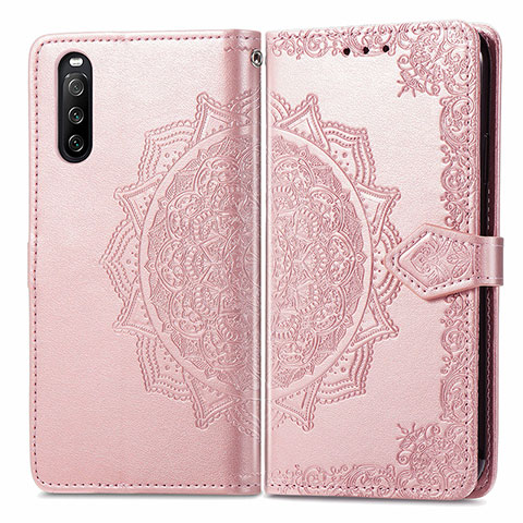 Handytasche Stand Schutzhülle Flip Leder Hülle Modisch Muster für Sony Xperia 10 III Lite Rosegold