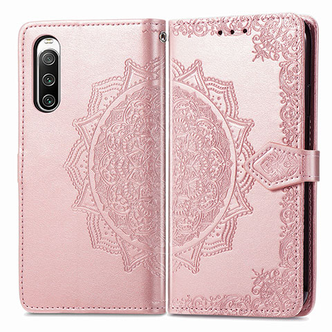 Handytasche Stand Schutzhülle Flip Leder Hülle Modisch Muster für Sony Xperia 10 IV Rosegold