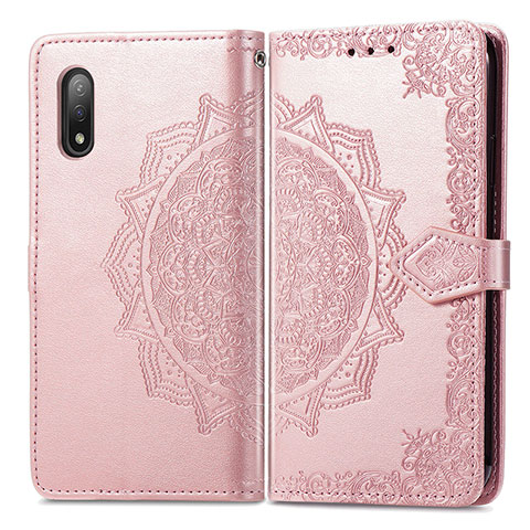 Handytasche Stand Schutzhülle Flip Leder Hülle Modisch Muster für Sony Xperia Ace II Rosegold