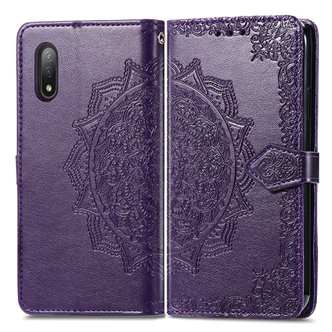 Handytasche Stand Schutzhülle Flip Leder Hülle Modisch Muster für Sony Xperia Ace II Violett