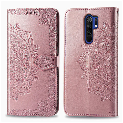 Handytasche Stand Schutzhülle Flip Leder Hülle Modisch Muster für Xiaomi Redmi 9 Prime India Rosegold