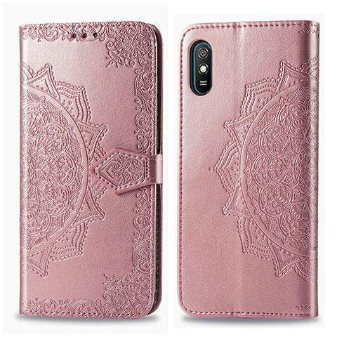 Handytasche Stand Schutzhülle Flip Leder Hülle Modisch Muster für Xiaomi Redmi 9A Rosegold