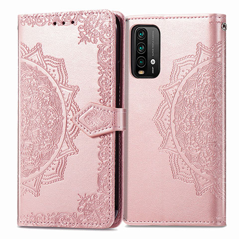 Handytasche Stand Schutzhülle Flip Leder Hülle Modisch Muster für Xiaomi Redmi 9T 4G Rosegold