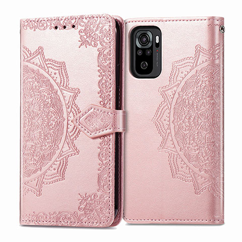 Handytasche Stand Schutzhülle Flip Leder Hülle Modisch Muster für Xiaomi Redmi Note 10S 4G Rosegold