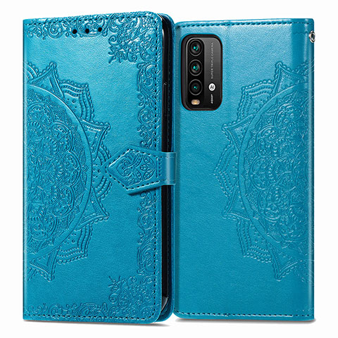 Handytasche Stand Schutzhülle Flip Leder Hülle Modisch Muster für Xiaomi Redmi Note 9 4G Blau