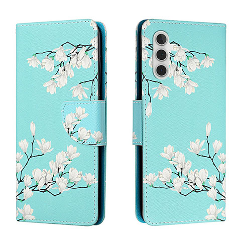 Handytasche Stand Schutzhülle Flip Leder Hülle Modisch Muster H02X für Samsung Galaxy A04s Cyan