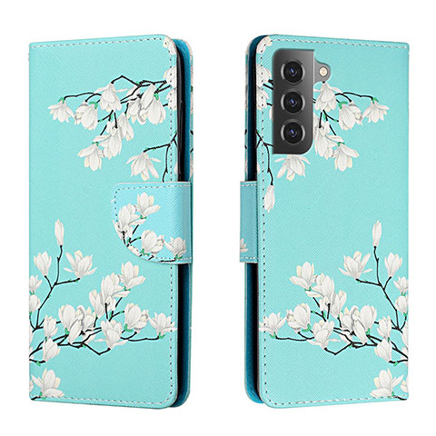 Handytasche Stand Schutzhülle Flip Leder Hülle Modisch Muster H02X für Samsung Galaxy S23 Plus 5G Cyan