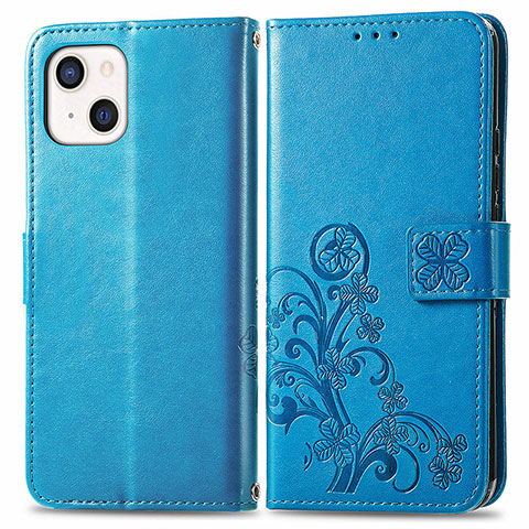 Handytasche Stand Schutzhülle Flip Leder Hülle Modisch Muster H03 für Apple iPhone 13 Blau