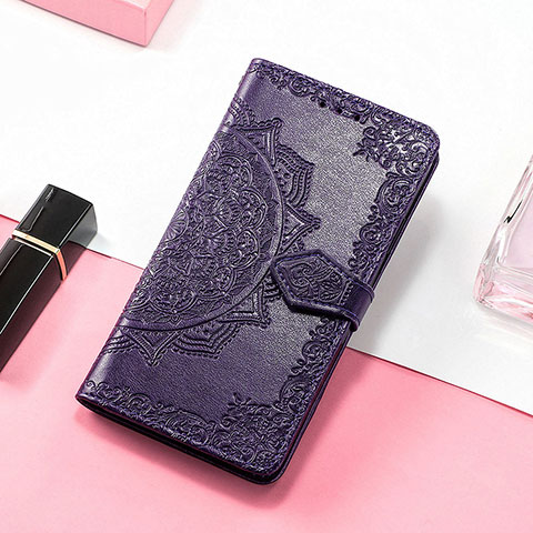 Handytasche Stand Schutzhülle Flip Leder Hülle Modisch Muster H05 für Apple iPhone 16 Pro Max Violett