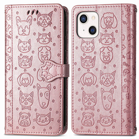 Handytasche Stand Schutzhülle Flip Leder Hülle Modisch Muster H11 für Apple iPhone 13 Mini Rosegold