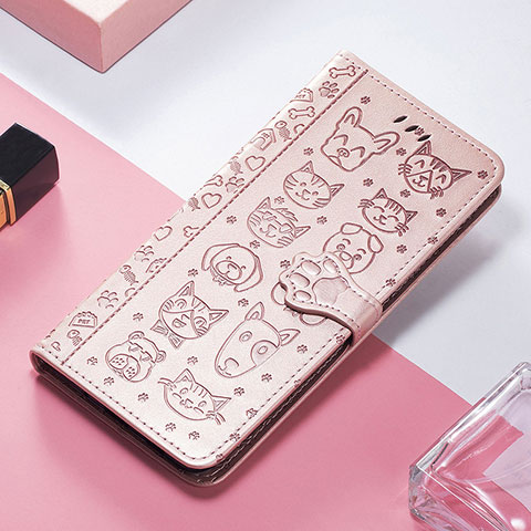 Handytasche Stand Schutzhülle Flip Leder Hülle Modisch Muster H11 für Apple iPhone 14 Pro Rosegold