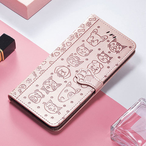 Handytasche Stand Schutzhülle Flip Leder Hülle Modisch Muster H12 für Apple iPhone 15 Plus Rosegold