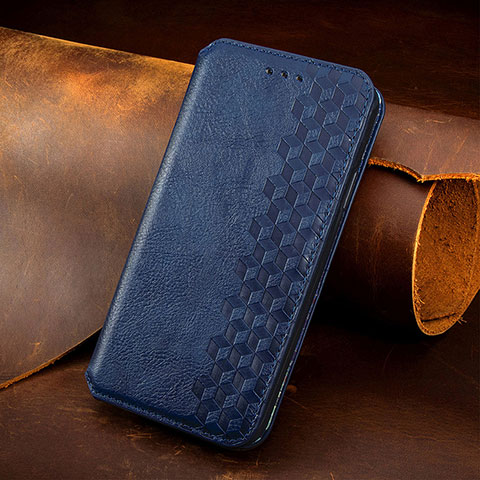 Handytasche Stand Schutzhülle Flip Leder Hülle Modisch Muster H14 für Apple iPhone 15 Blau