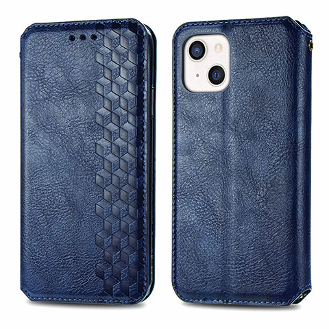 Handytasche Stand Schutzhülle Flip Leder Hülle Modisch Muster H15 für Apple iPhone 13 Mini Blau