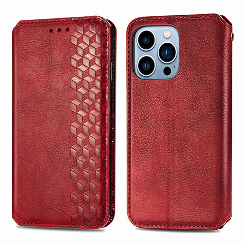 Handytasche Stand Schutzhülle Flip Leder Hülle Modisch Muster H15 für Apple iPhone 14 Pro Rot