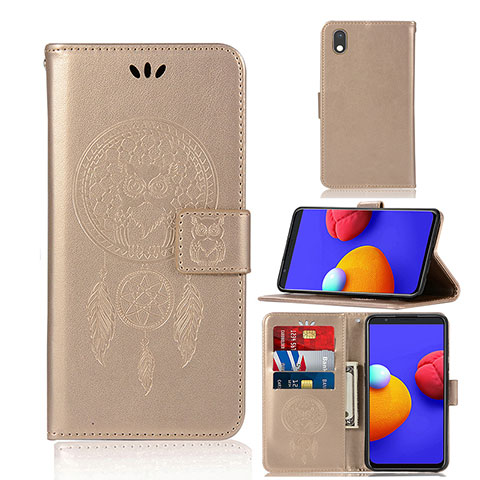 Handytasche Stand Schutzhülle Flip Leder Hülle Modisch Muster JX1 für Samsung Galaxy A01 Core Gold