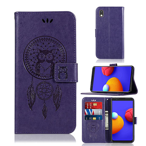 Handytasche Stand Schutzhülle Flip Leder Hülle Modisch Muster JX1 für Samsung Galaxy A01 Core Violett