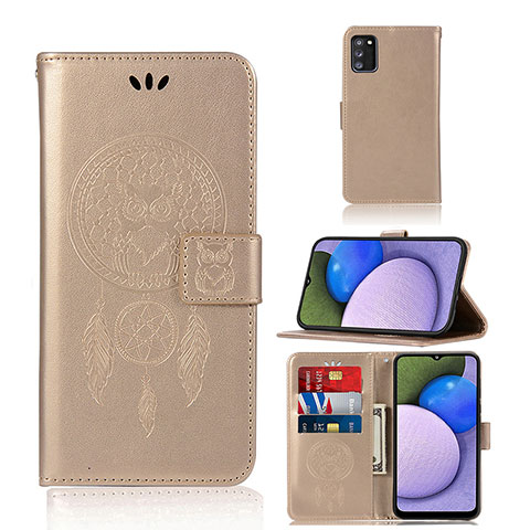 Handytasche Stand Schutzhülle Flip Leder Hülle Modisch Muster JX1 für Samsung Galaxy A03s Gold