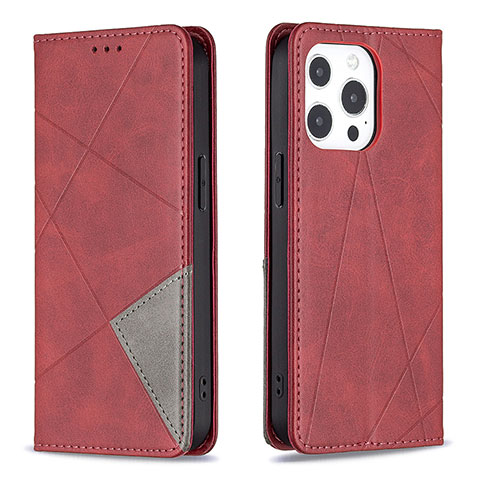 Handytasche Stand Schutzhülle Flip Leder Hülle Modisch Muster L04 für Apple iPhone 13 Pro Rot