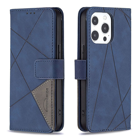 Handytasche Stand Schutzhülle Flip Leder Hülle Modisch Muster L06 für Apple iPhone 16 Pro Max Blau