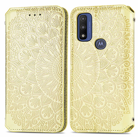 Handytasche Stand Schutzhülle Flip Leder Hülle Modisch Muster S01D für Motorola Moto G Pure Gold