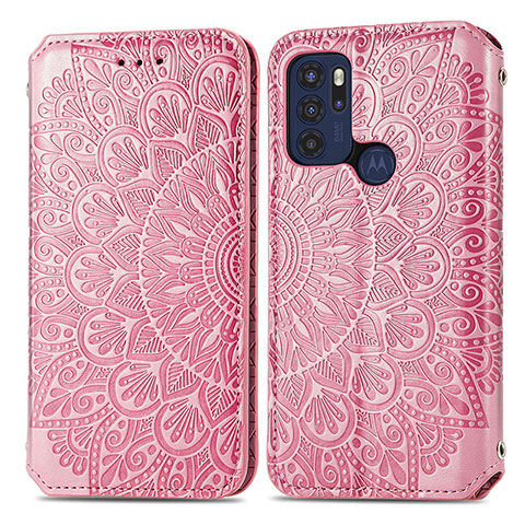 Handytasche Stand Schutzhülle Flip Leder Hülle Modisch Muster S01D für Motorola Moto G60s Rosegold