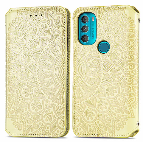 Handytasche Stand Schutzhülle Flip Leder Hülle Modisch Muster S01D für Motorola Moto G71 5G Gold