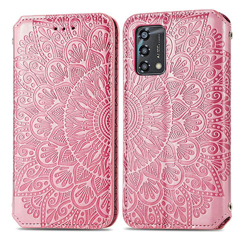 Handytasche Stand Schutzhülle Flip Leder Hülle Modisch Muster S01D für Oppo A74 4G Rosegold