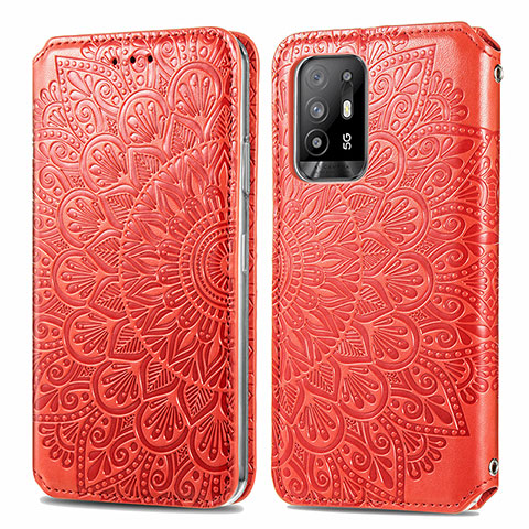 Handytasche Stand Schutzhülle Flip Leder Hülle Modisch Muster S01D für Oppo Reno5 Z 5G Rot