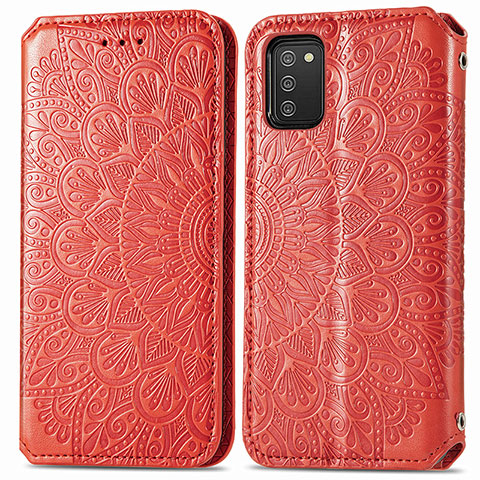 Handytasche Stand Schutzhülle Flip Leder Hülle Modisch Muster S01D für Samsung Galaxy A02s Rot