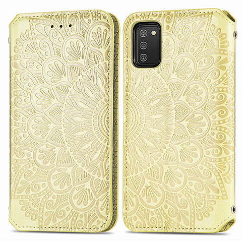 Handytasche Stand Schutzhülle Flip Leder Hülle Modisch Muster S01D für Samsung Galaxy A03s Gold