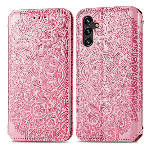 Handytasche Stand Schutzhülle Flip Leder Hülle Modisch Muster S01D für Samsung Galaxy A04s Rosegold