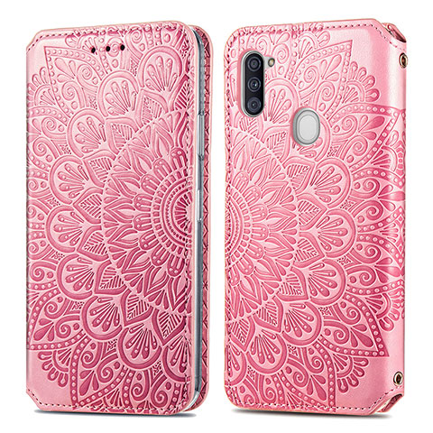 Handytasche Stand Schutzhülle Flip Leder Hülle Modisch Muster S01D für Samsung Galaxy A11 Rosegold