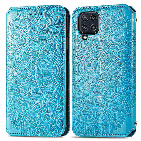 Handytasche Stand Schutzhülle Flip Leder Hülle Modisch Muster S01D für Samsung Galaxy A22 4G Blau