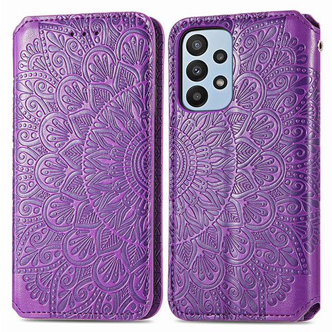 Handytasche Stand Schutzhülle Flip Leder Hülle Modisch Muster S01D für Samsung Galaxy A23 4G Violett