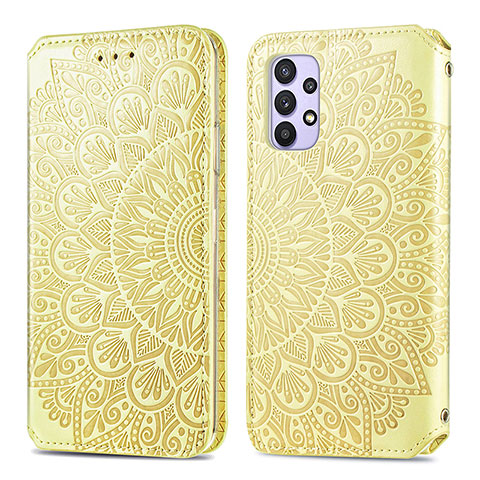 Handytasche Stand Schutzhülle Flip Leder Hülle Modisch Muster S01D für Samsung Galaxy A32 4G Gold