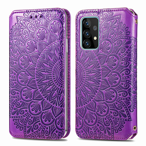 Handytasche Stand Schutzhülle Flip Leder Hülle Modisch Muster S01D für Samsung Galaxy A52s 5G Violett