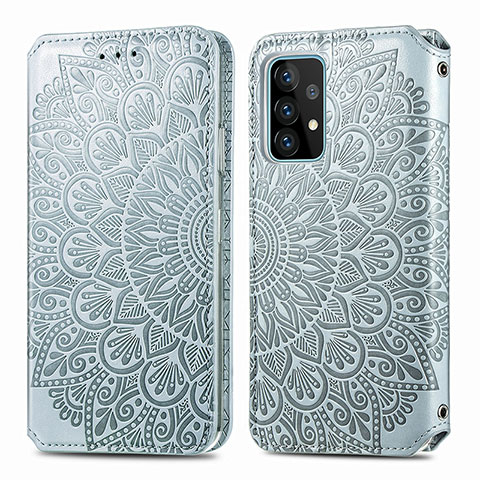 Handytasche Stand Schutzhülle Flip Leder Hülle Modisch Muster S01D für Samsung Galaxy A72 4G Silber
