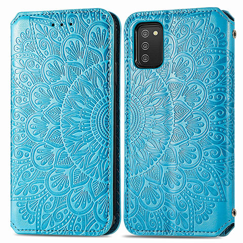 Handytasche Stand Schutzhülle Flip Leder Hülle Modisch Muster S01D für Samsung Galaxy M02s Blau