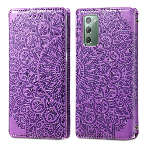 Handytasche Stand Schutzhülle Flip Leder Hülle Modisch Muster S01D für Samsung Galaxy Note 20 5G Violett