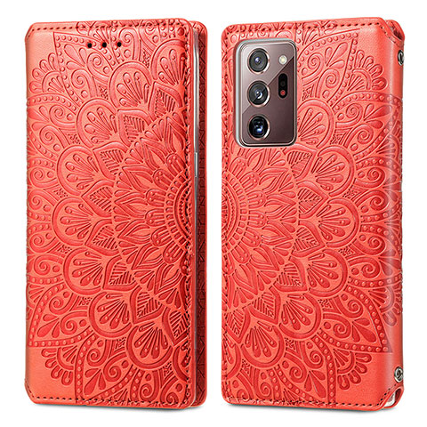 Handytasche Stand Schutzhülle Flip Leder Hülle Modisch Muster S01D für Samsung Galaxy Note 20 Ultra 5G Rot