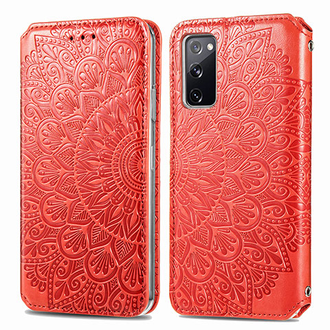 Handytasche Stand Schutzhülle Flip Leder Hülle Modisch Muster S01D für Samsung Galaxy S20 Lite 5G Rot