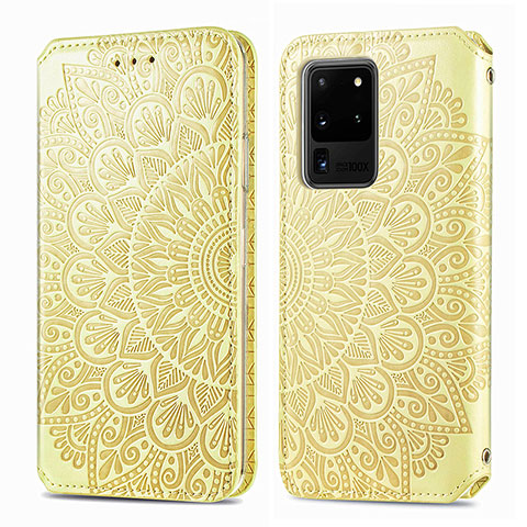 Handytasche Stand Schutzhülle Flip Leder Hülle Modisch Muster S01D für Samsung Galaxy S20 Ultra 5G Gold