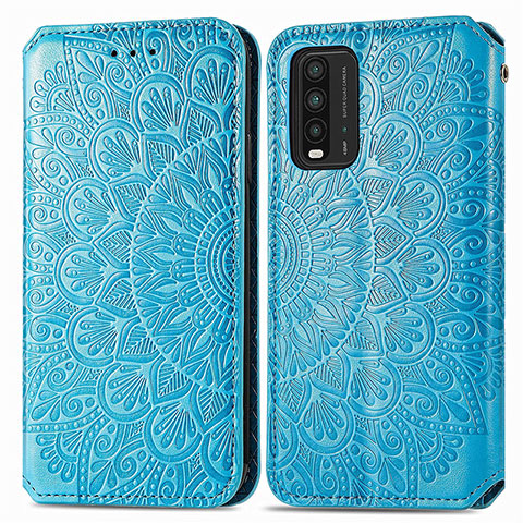 Handytasche Stand Schutzhülle Flip Leder Hülle Modisch Muster S01D für Xiaomi Redmi 9T 4G Blau