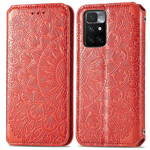 Handytasche Stand Schutzhülle Flip Leder Hülle Modisch Muster S01D für Xiaomi Redmi Note 11 4G (2021) Rot