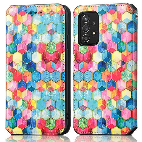Handytasche Stand Schutzhülle Flip Leder Hülle Modisch Muster S02D für Samsung Galaxy A72 5G Plusfarbig