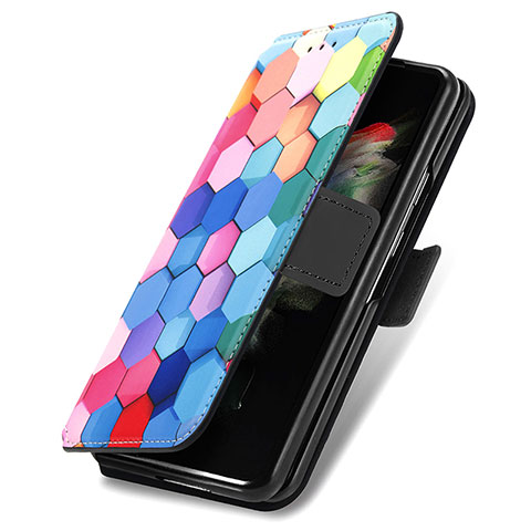 Handytasche Stand Schutzhülle Flip Leder Hülle Modisch Muster S02D für Samsung Galaxy Z Fold3 5G Bunt